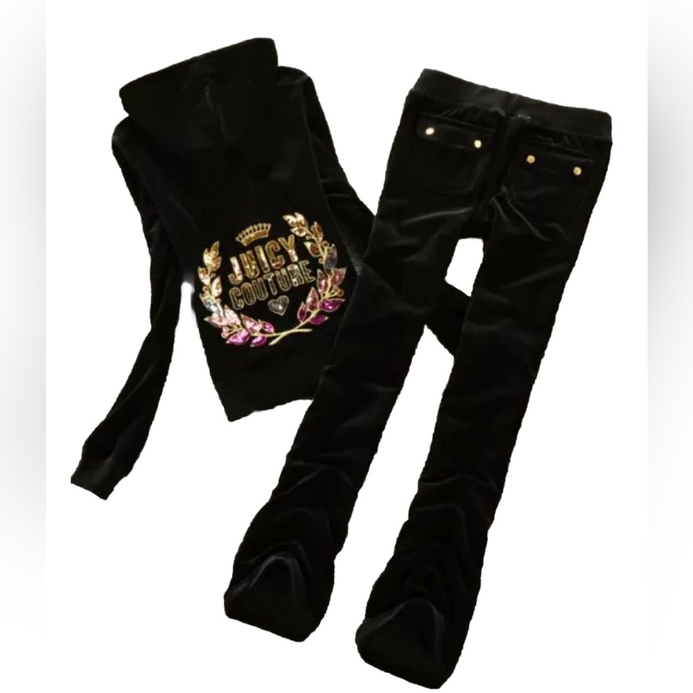 Juicy Couture velour sequin bling tracksuit jacket pants y2k set vintage
